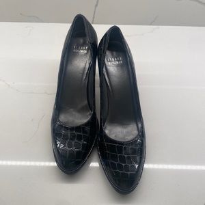 stuart weitzman croc heel patent leather